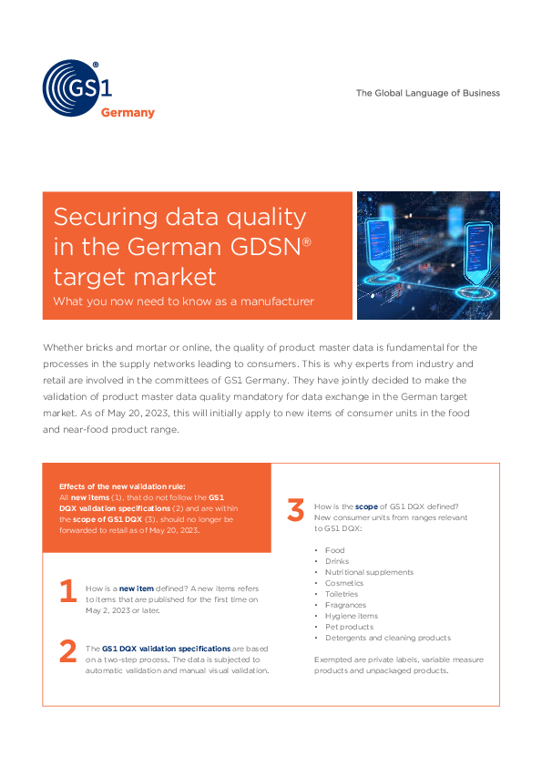 Securing data quality in the German GDSN® target market What you now need to know as a manufacturer