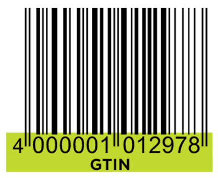 Eine Abbildung eines Barcodes - die GTIN ist grün markiert
