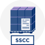Grafik einer Palette mit Kartons mit SSCC gekennzeichnet