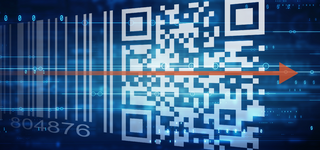 Zukunft 2D Code Eine Grafik zeigt die Transformation vom Barcode zum 2D Code
