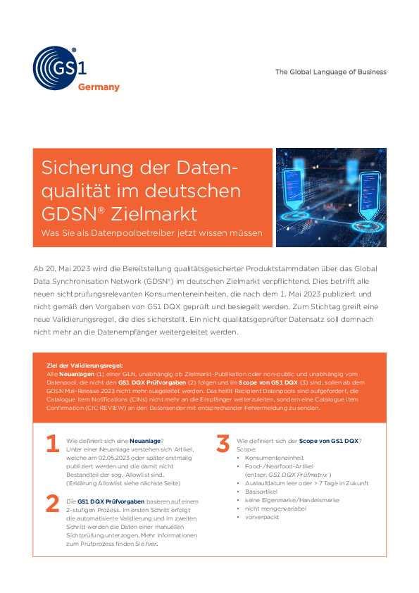 Sicherung der Datenqualität im deutschen GDSN® Zielmarkt. Was Sie als Datenpoolbetreiber jetzt wissen müssen