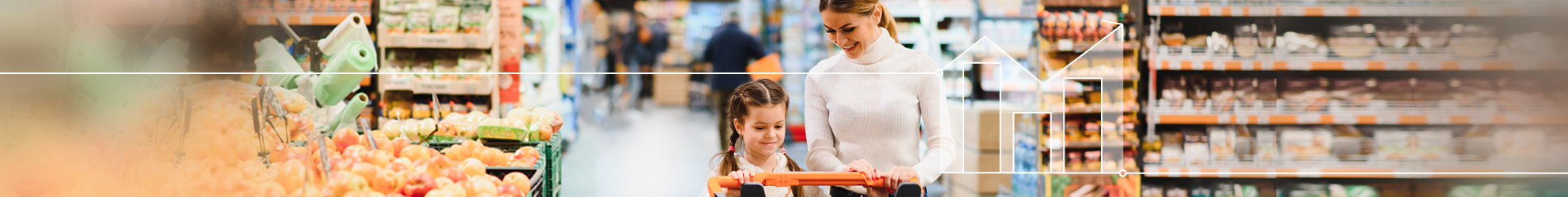 Mutter und Kind im Supermarkt